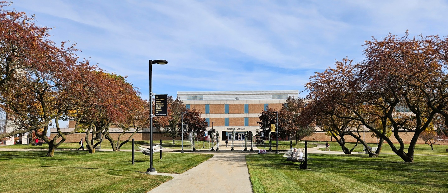 About Us Banner The exterior of Kresge Library on Oakland University campus