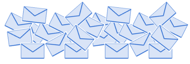 a messy pile of envelopes