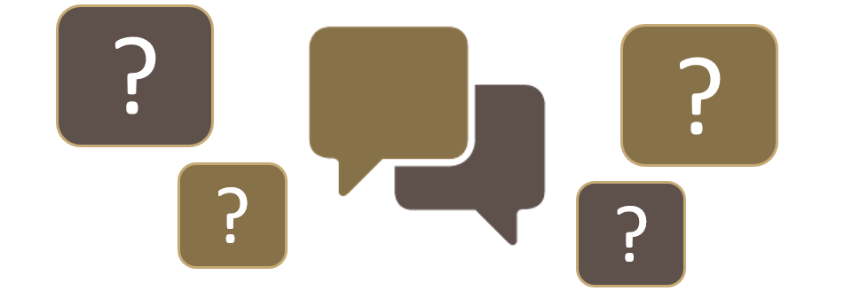 Speech bubbles with question marks