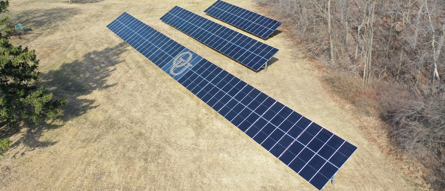 Solar panels with the OU logo