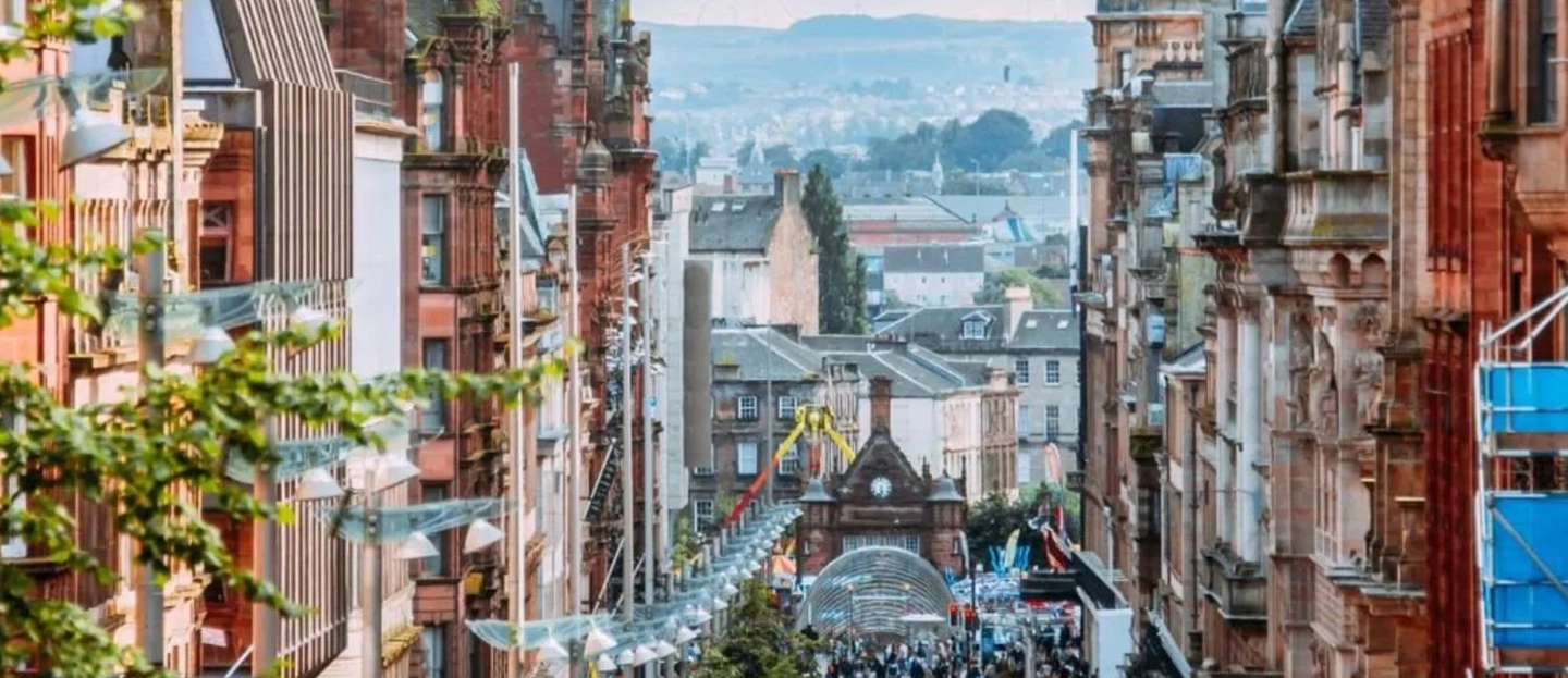 View down a street in a town in Scotland