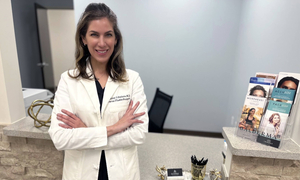 Dr. Guthrie in her new office lobby
