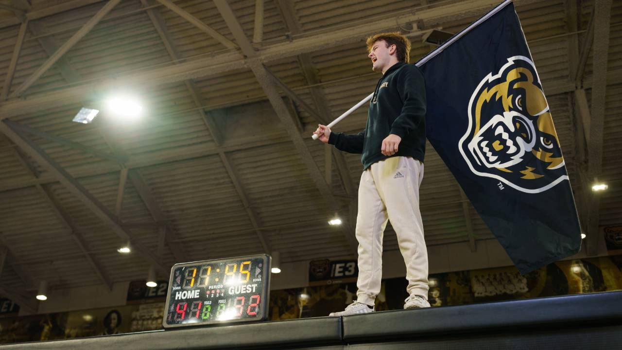 student with flag