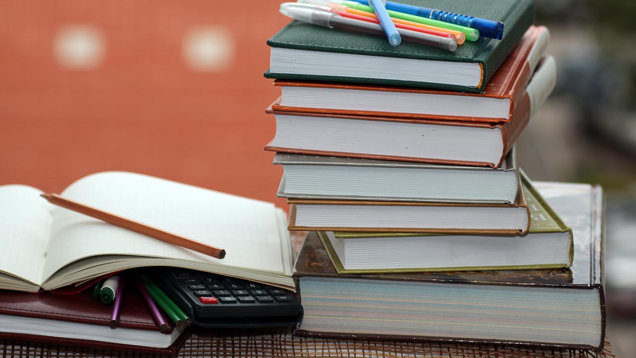 Stack of textbooks