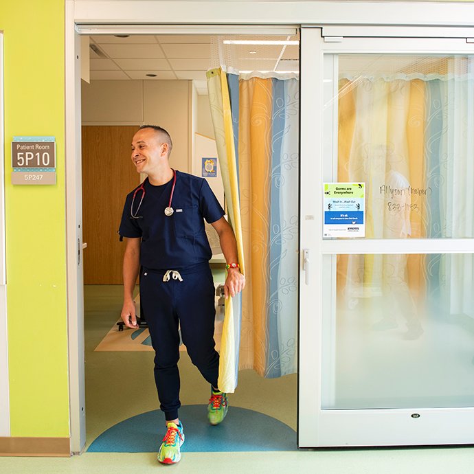 A nurse walking