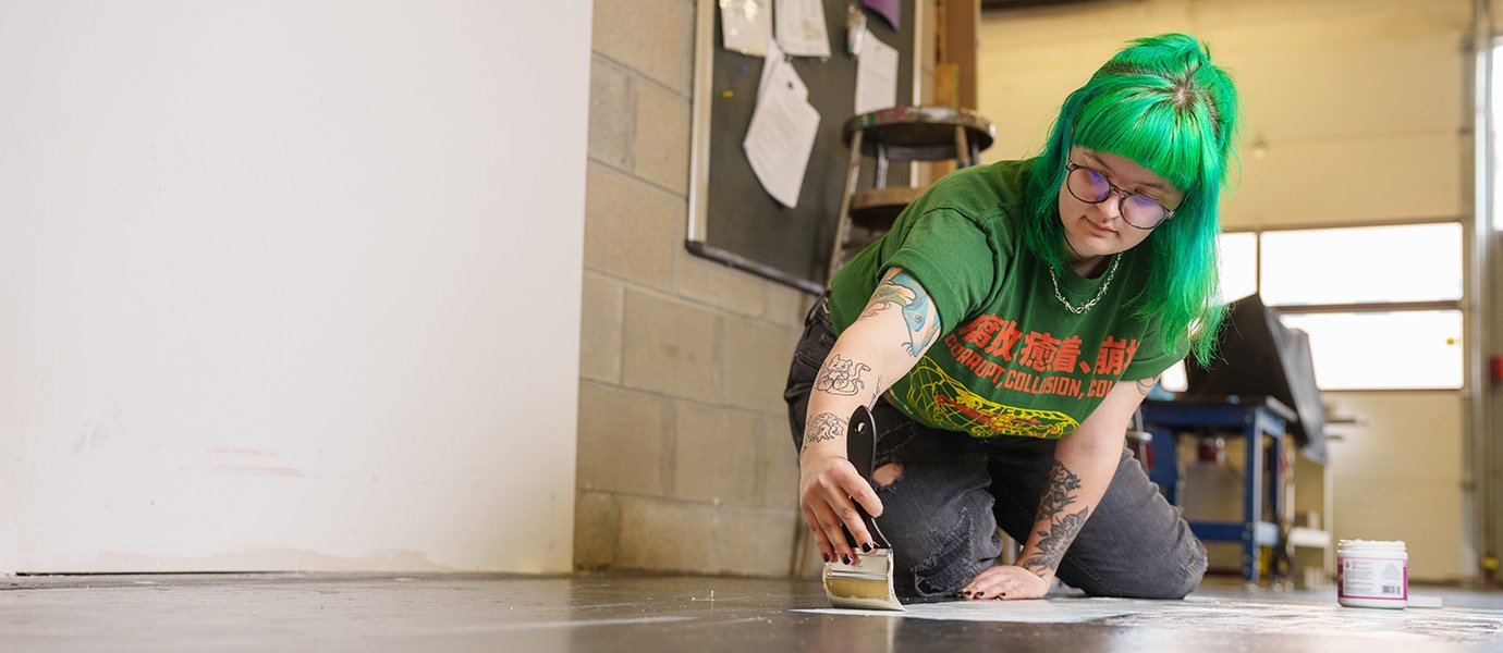 A person painting
