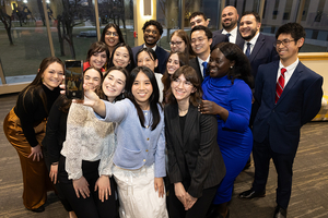 A group of students taking a selfie
