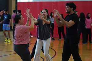 Students celebrate after winning