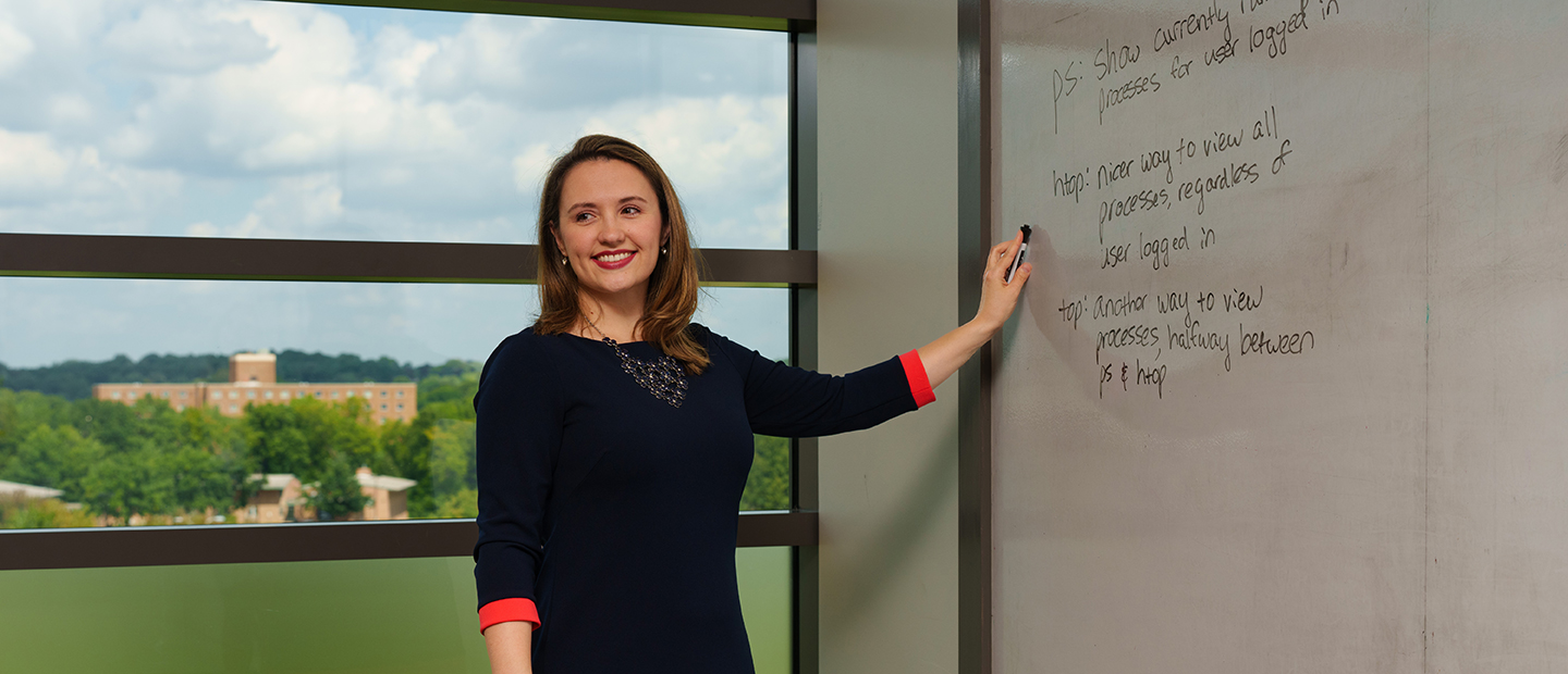 Undergraduate Programs A woman writing on a white board in a classroom