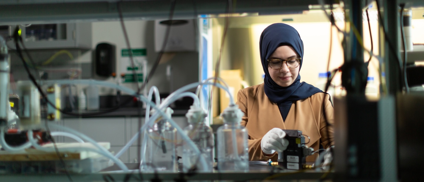 Energy Engineering A student working in an engineering lab