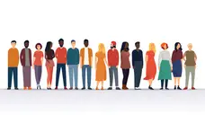 A graphic image of people standing in a line
