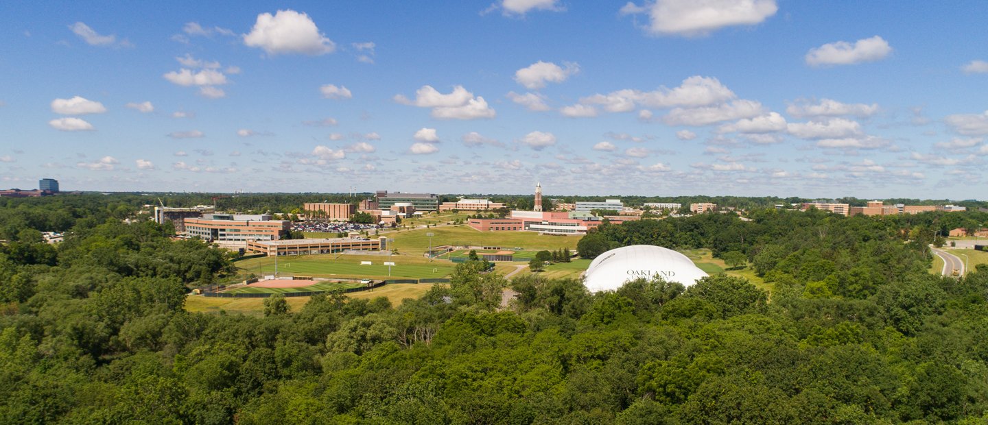Aerial campus photo aerial photo from a distance of OU campus